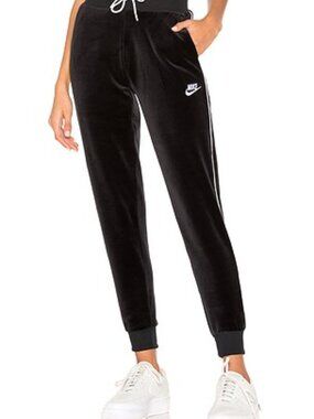 Nike Women's Black Sportswear Velvet Tapered Leg Jogger Pants Size S